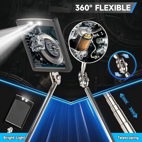 5Pcs Telescoping Magnetic Pickup Tool Set, LED Flashlight, Inspection Mirror, Gi