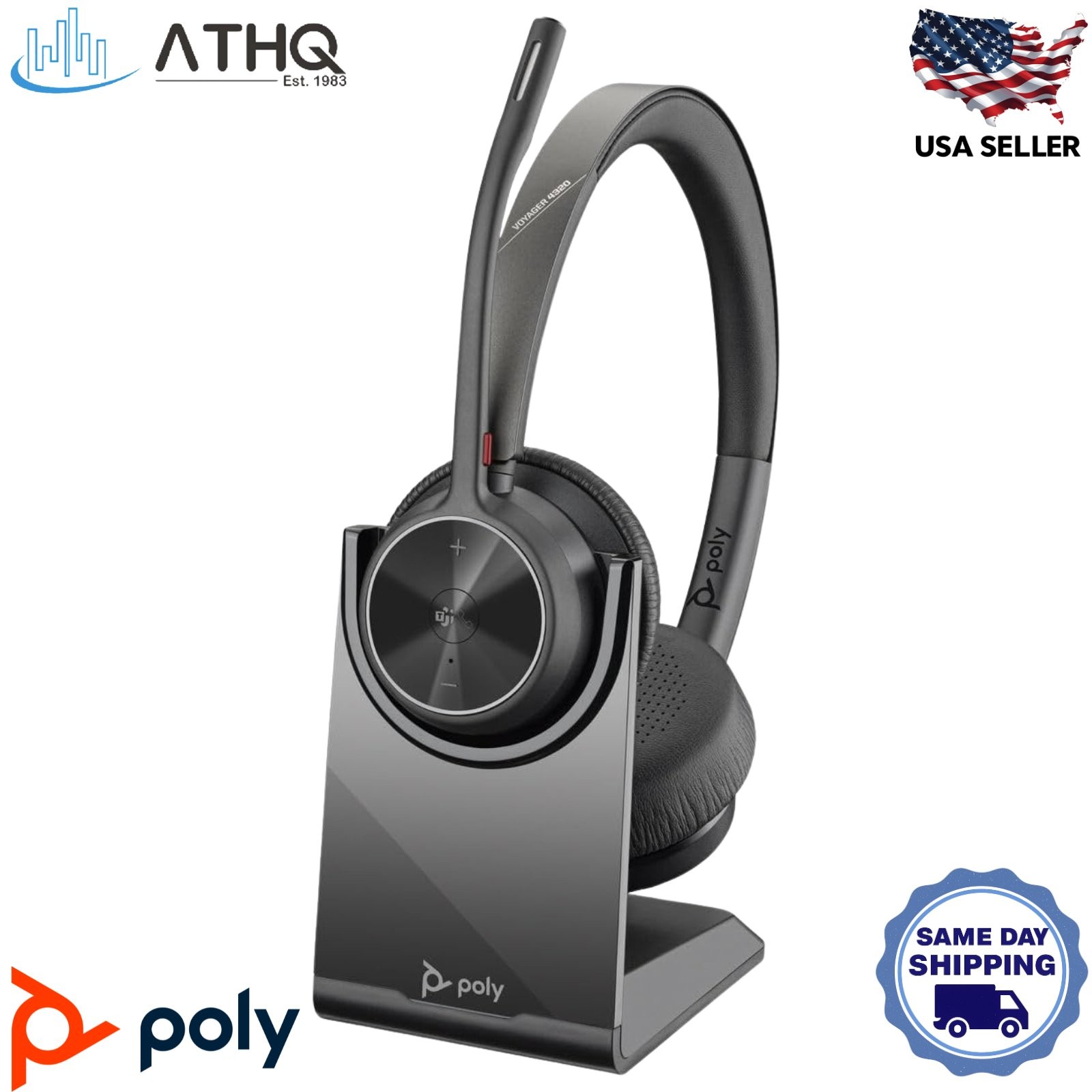 Poly Voyager 4320-M Microsoft Teams USB-A Wireless Headset BT700 w/Stand 77Z00AA
