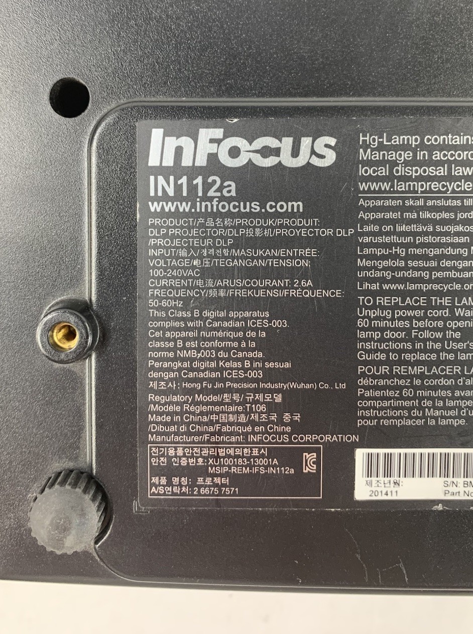 InFocus IN112a DLP Lamp Projector 1775 Lamp Hours - No Remote