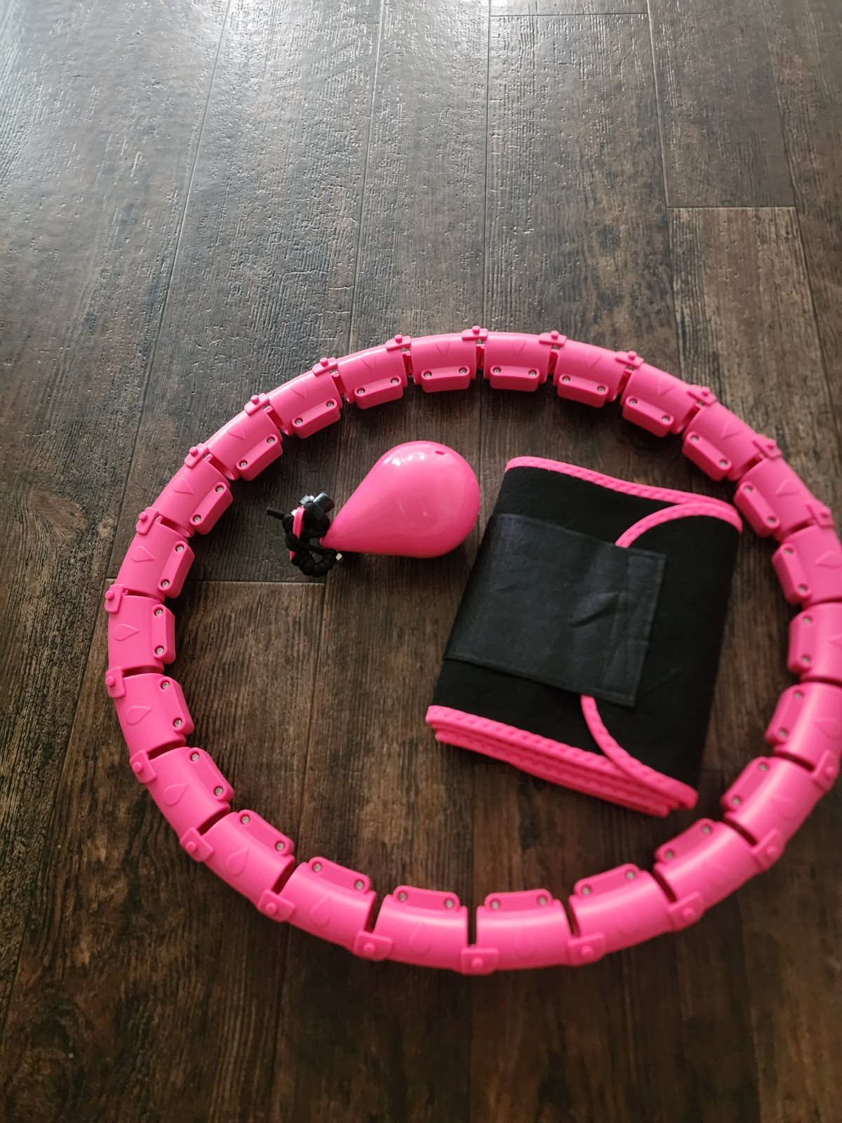Weighted Hula Hoop Set w/ Waist Trimmer Belt Pink