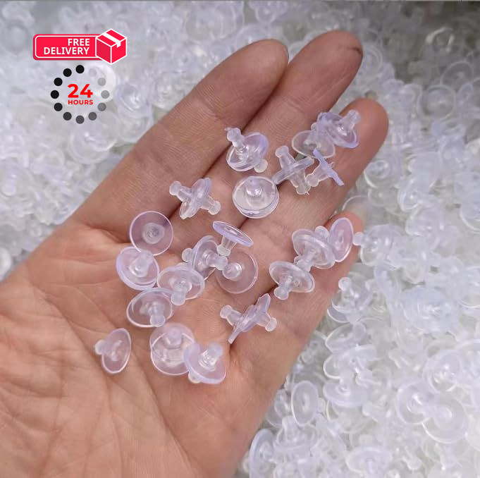 Earring Backs Rubber,100 PCS Soft Clear for 100pcs