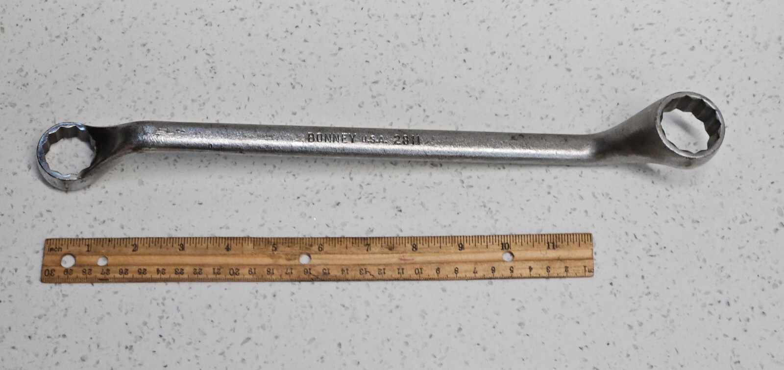 Vintage Bonney Bonaloy Double Offset Boxed End Wrench 2811 1" X 1 1/8"USA Tool