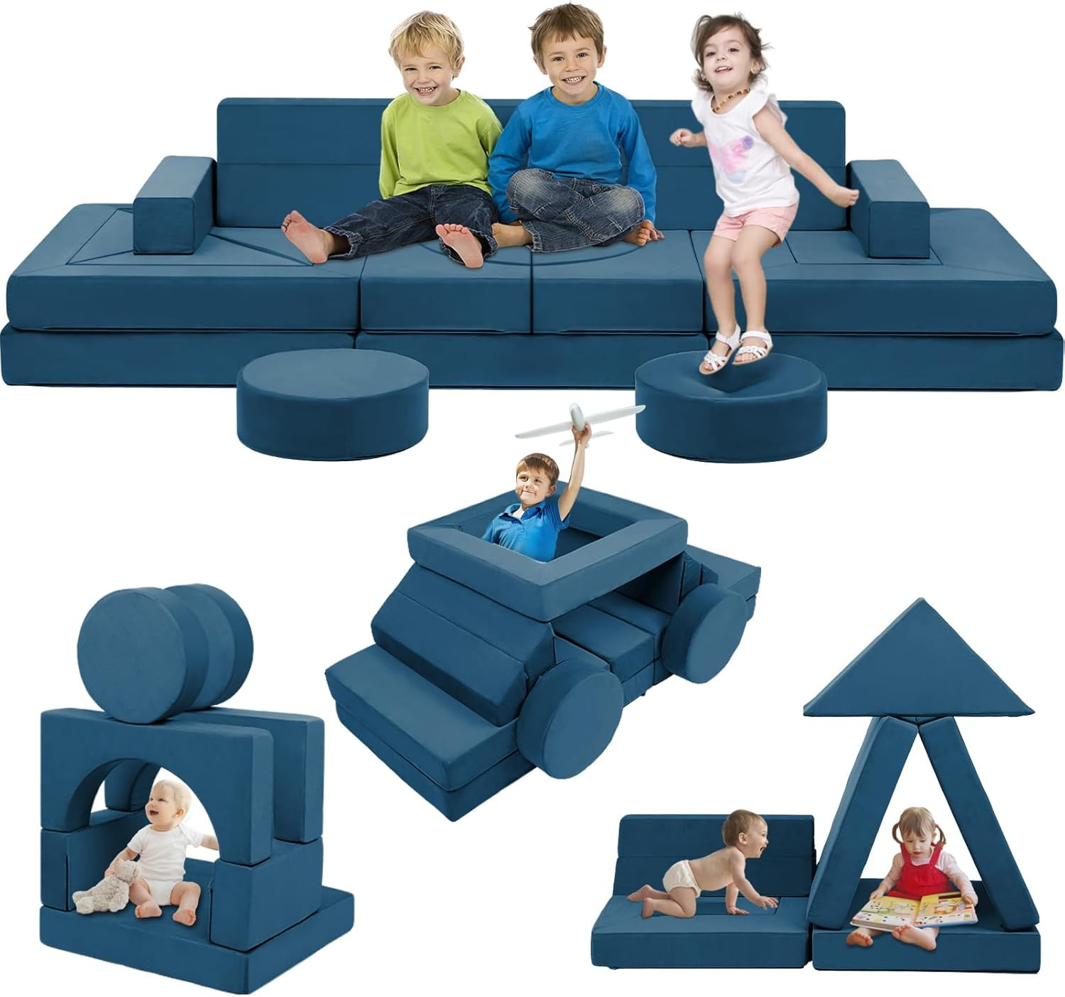 22Pcs Modular Kids Play Couch - Kids Couch for Playroom Bedroom Living Rooms Tod