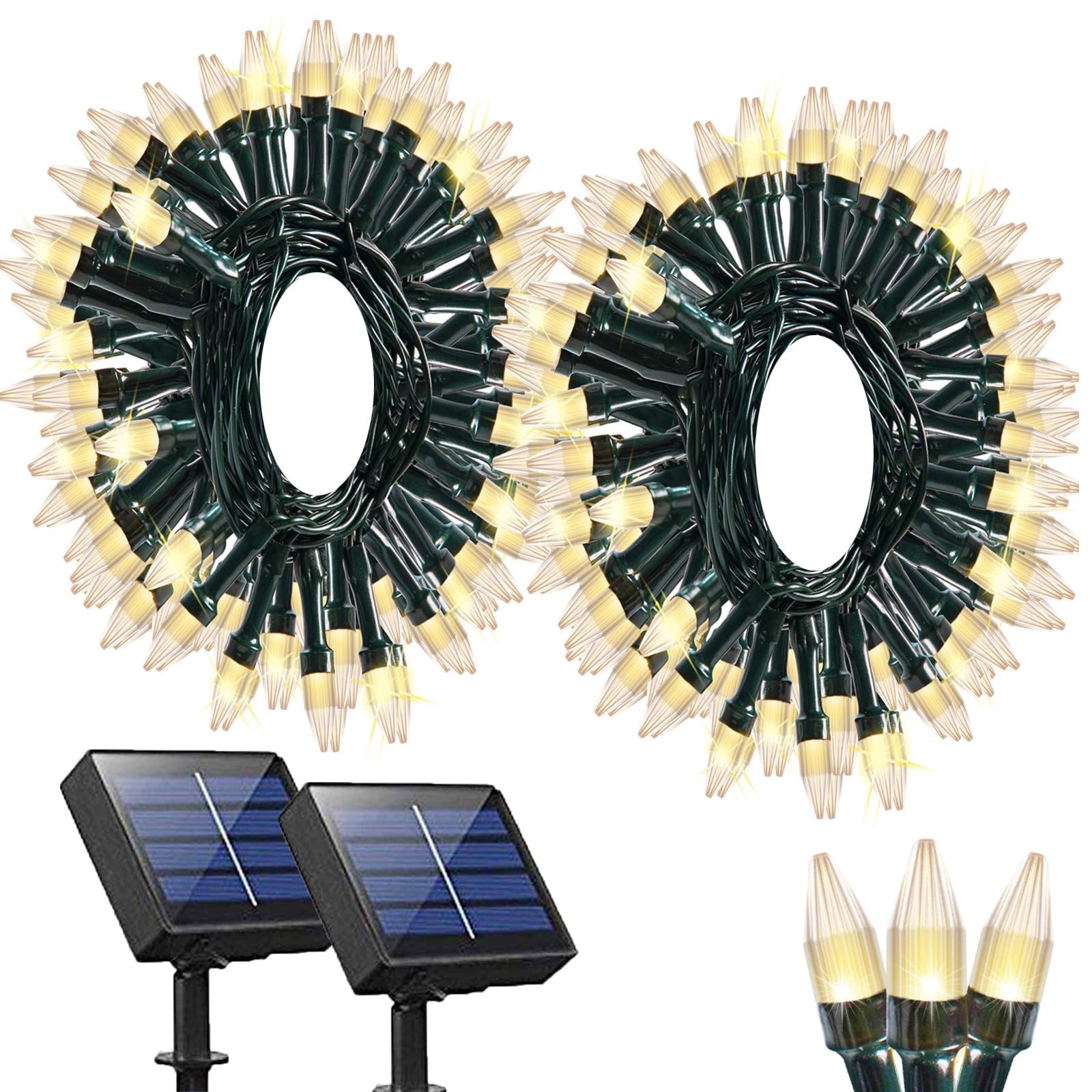 Solhice 2 Pack Solar String Lights for Outside, 200 LED 80ft Total Solar Powe...