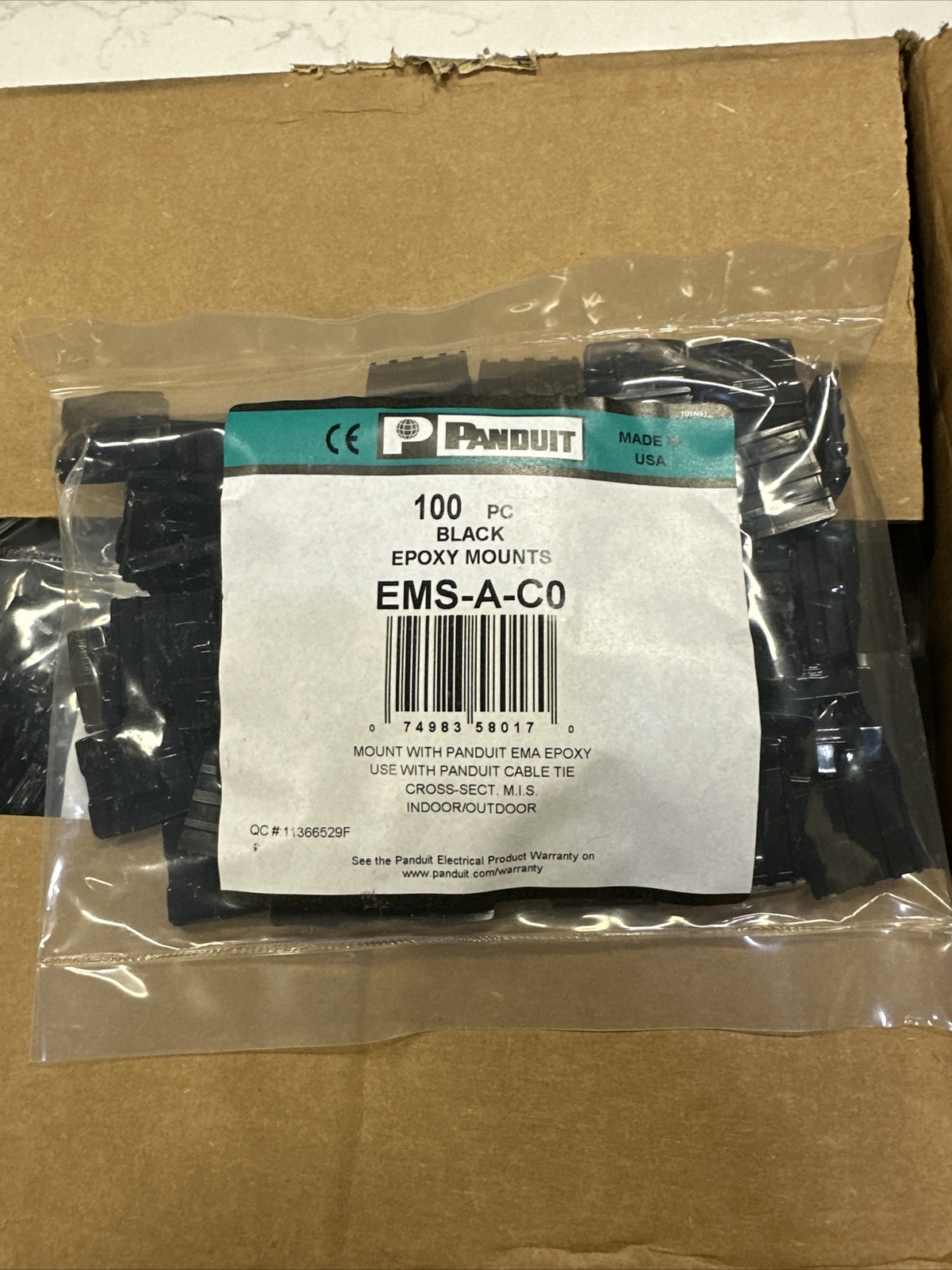 Panduit Cable Tie Mount Epoxy Qty100 EMS-A-CO S37