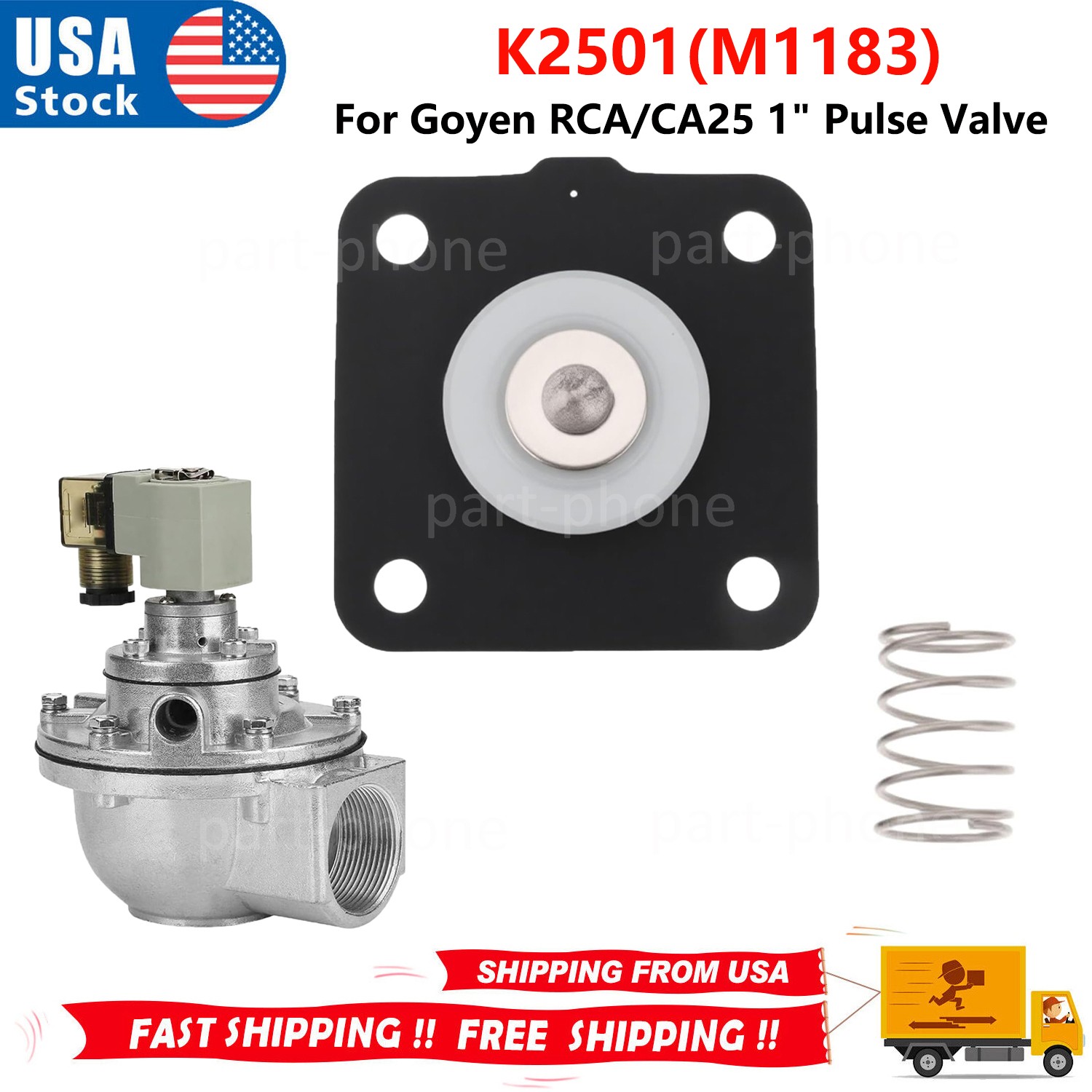 K2501 (M1183) Replacement Diaphragm Repair Kit for Goyen RCA/CA25 1" Pulse Valve