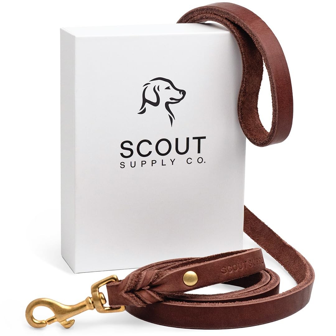 Scout Supply Classic Leather Dog Leash | Strong Heavy Duty Thick Full Grain L...