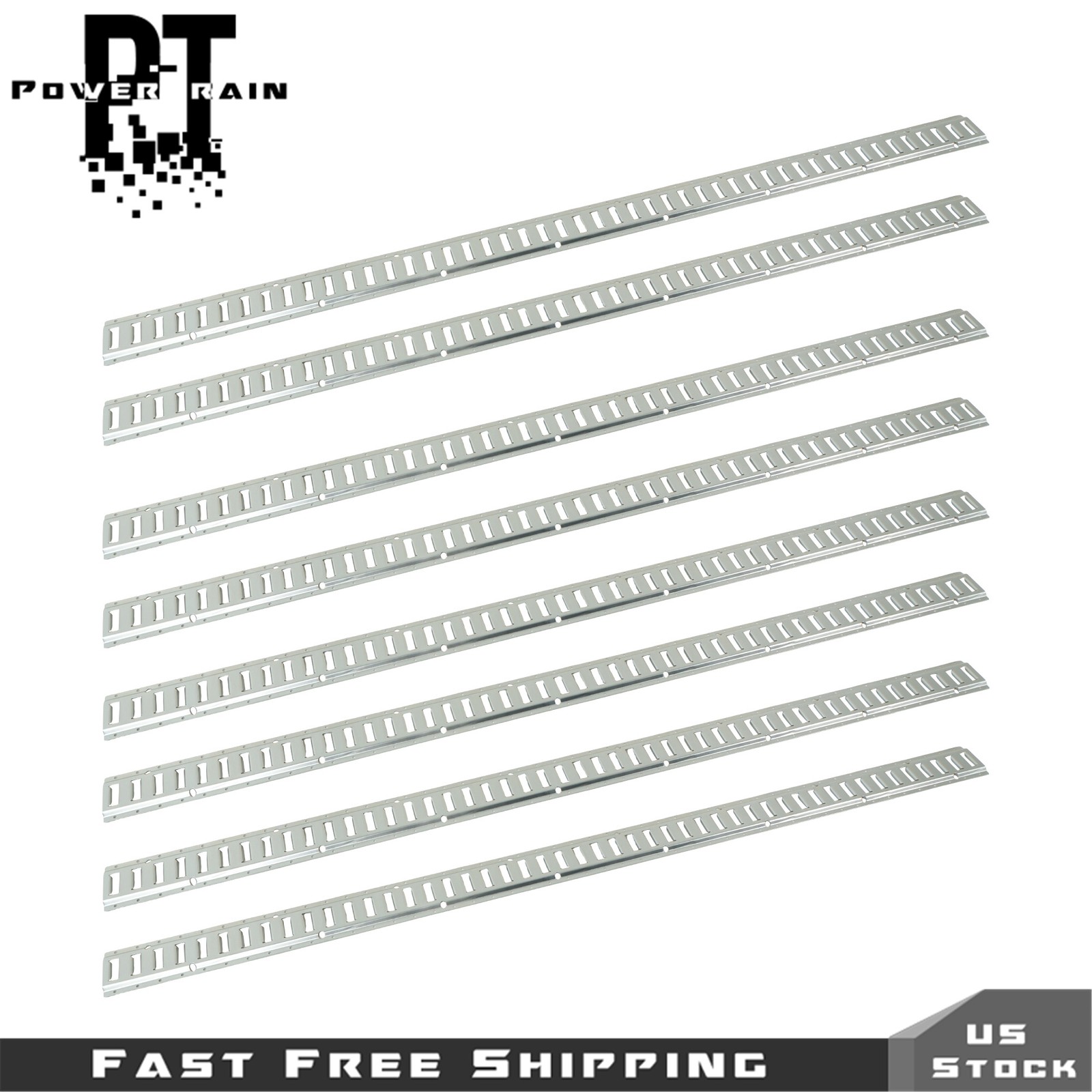 8 Pack 8' E Track Tie Down Rail Galvanized Steel Rail Zinc-Plated for Garages