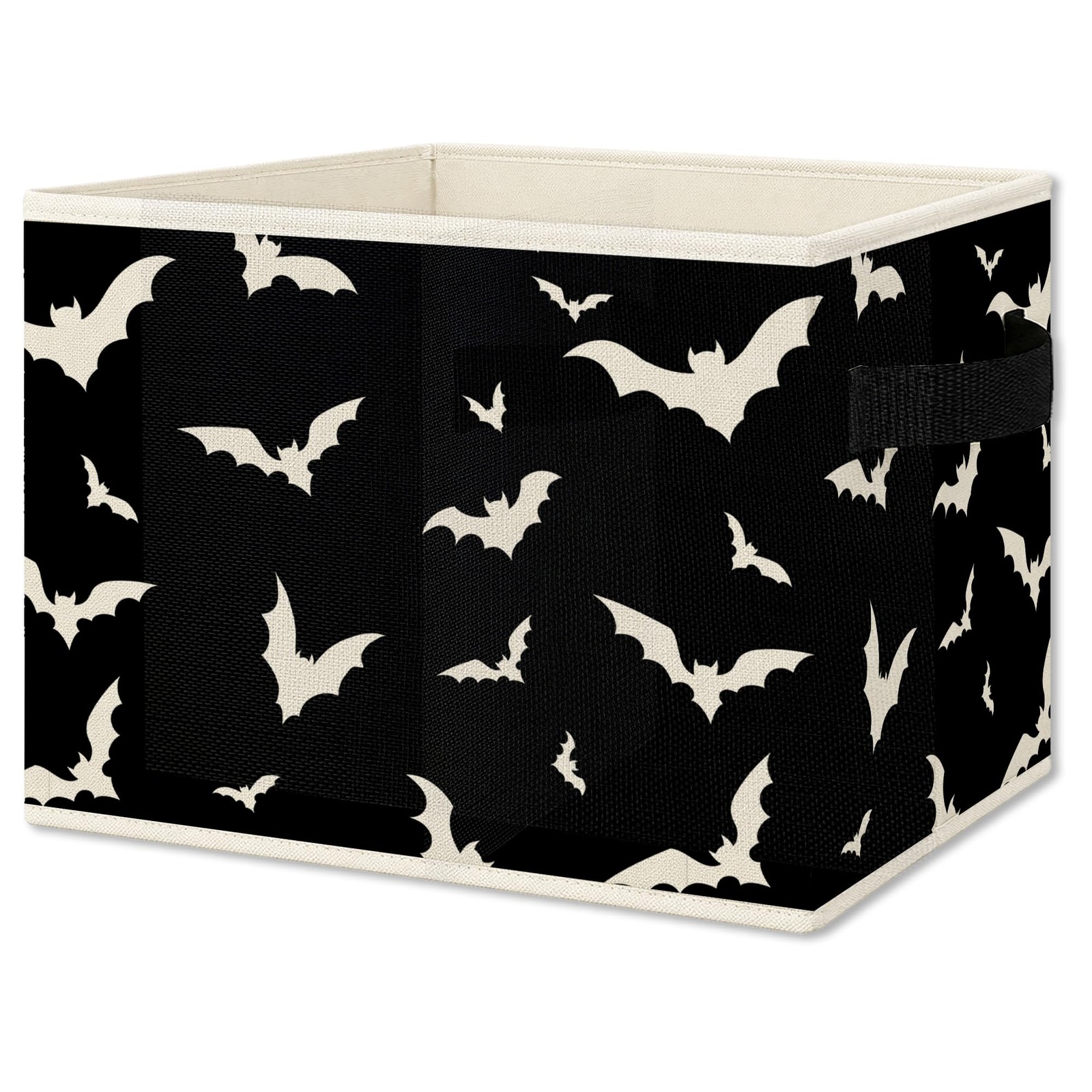Black and White Bat Foldable Storage Bins Box with Handles, Bat Gifts for Wom...
