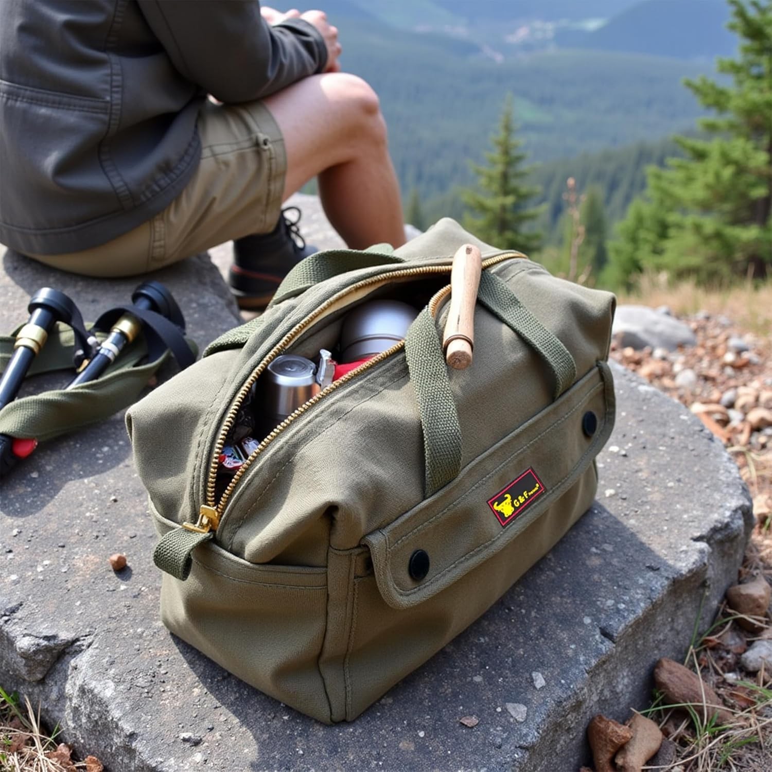 Versatile 11"x7" Water-Resistant Waxed Canvas Duffle Bag with Adjustable Strap