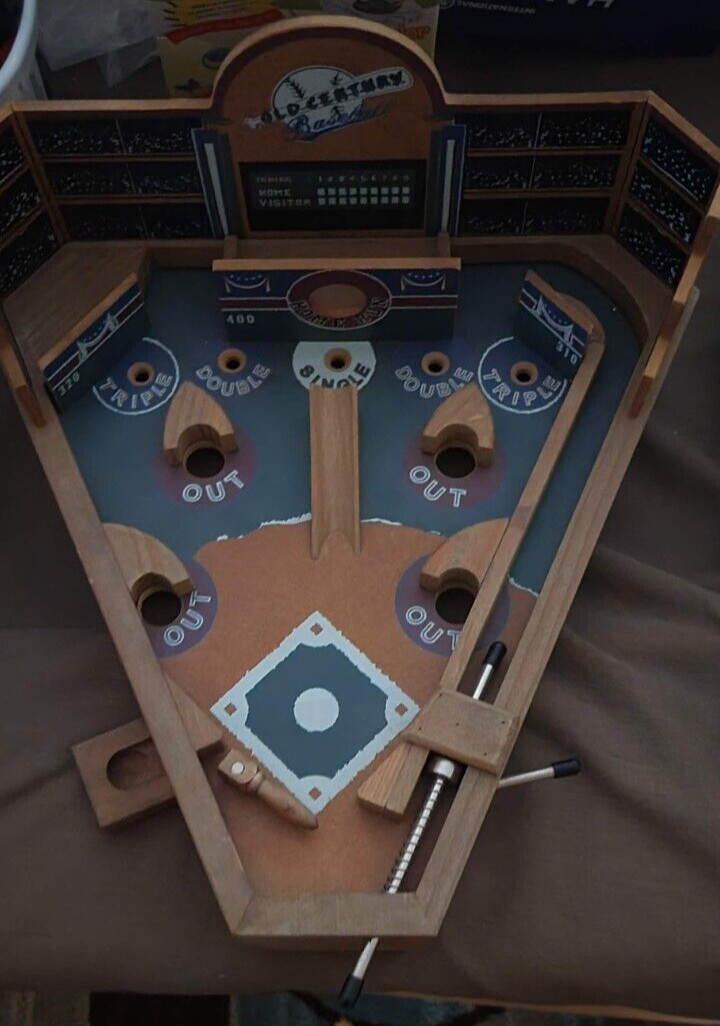 Tabletop Baseball Pinball Game Durable Wood MDF Shape Diamond Nostalgic Ballpark