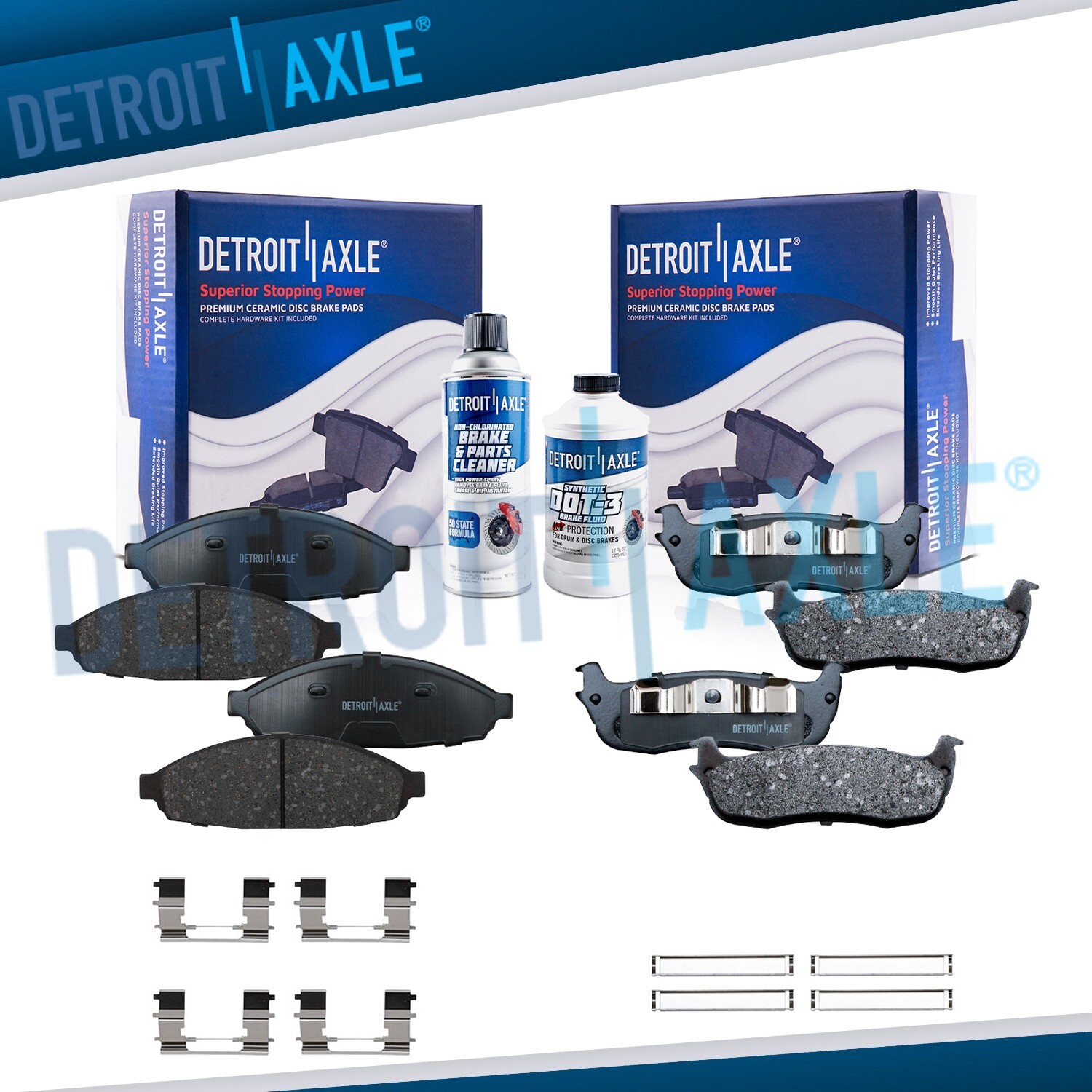Front and Rear Ceramic Brake Pads Set for 2003 - 2011 Lincoln Town Car Limousine