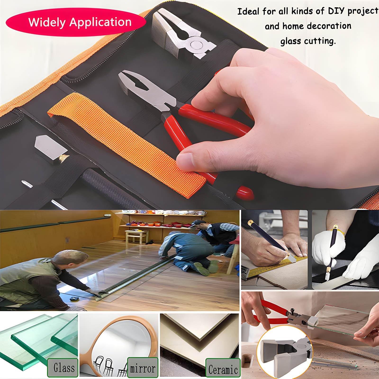Glass Cutting Tool Set Kit,Premium Running Breaking Pliers and A Kit