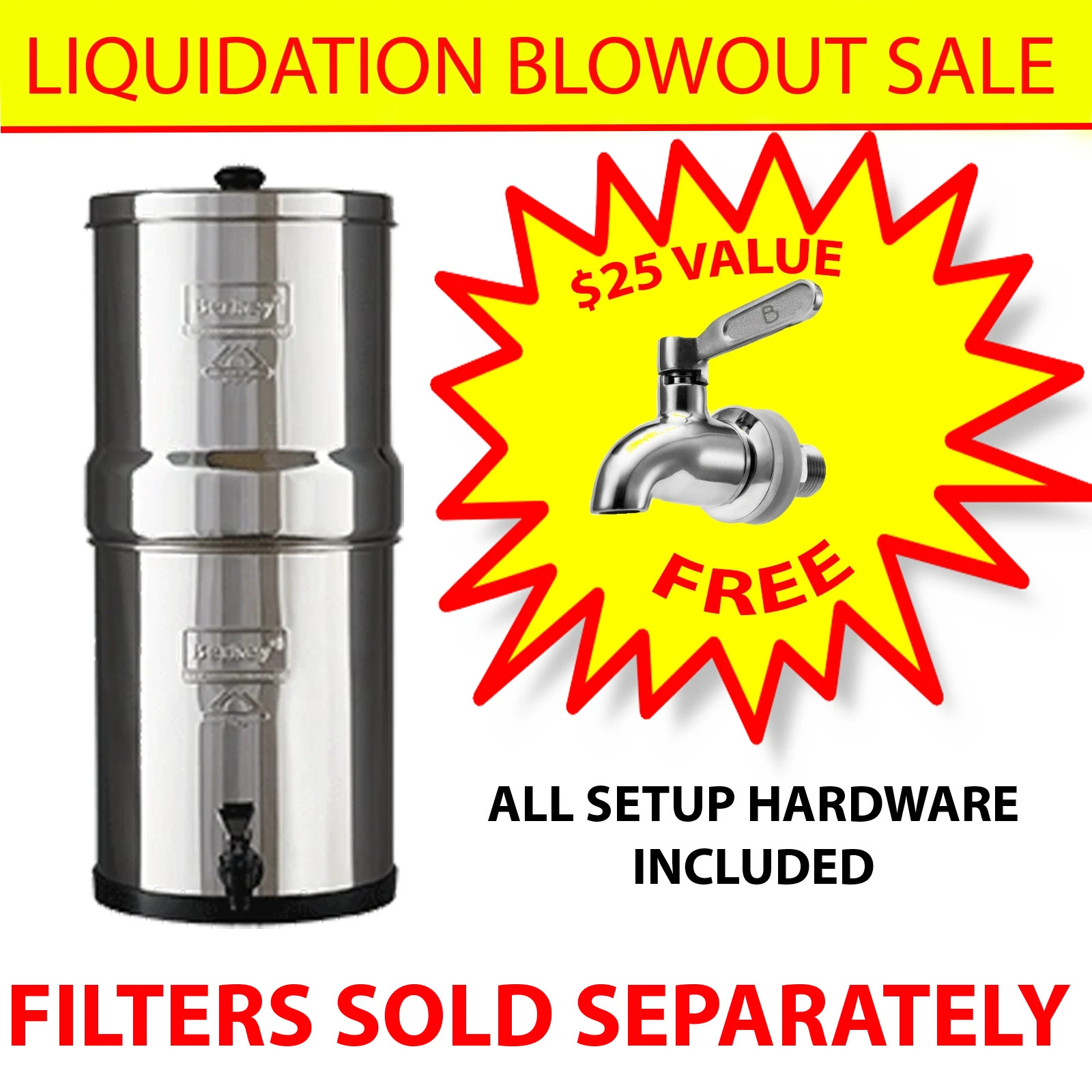Big Berkey 2.25 Gal Stainless Steel Housing Only w/ Spigot - No Filters