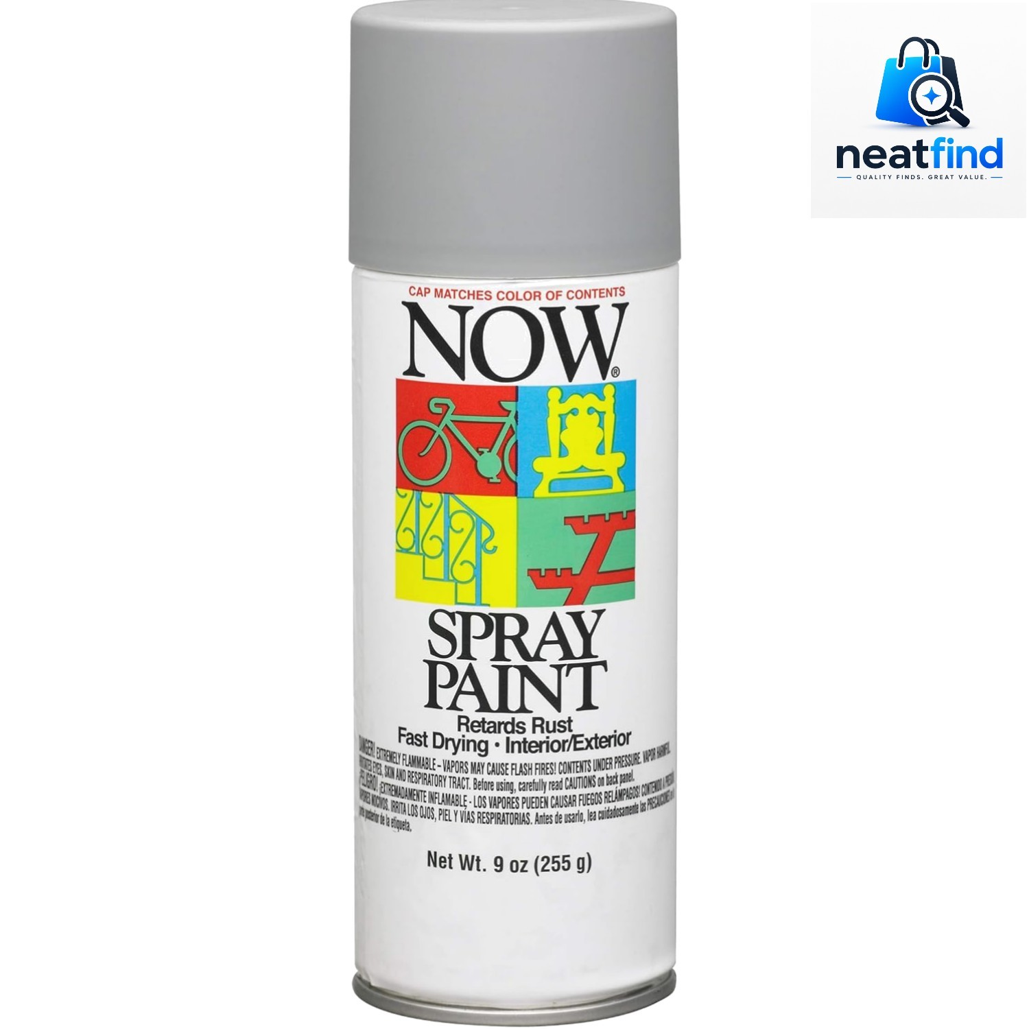 NOW Spray Paint, Gray Primer, 9 oz