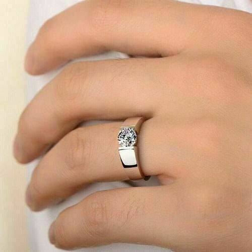 Round Cut Lab-Created 2.10 Ct White Diamond Wedding Ring 925 Sterling Silver
