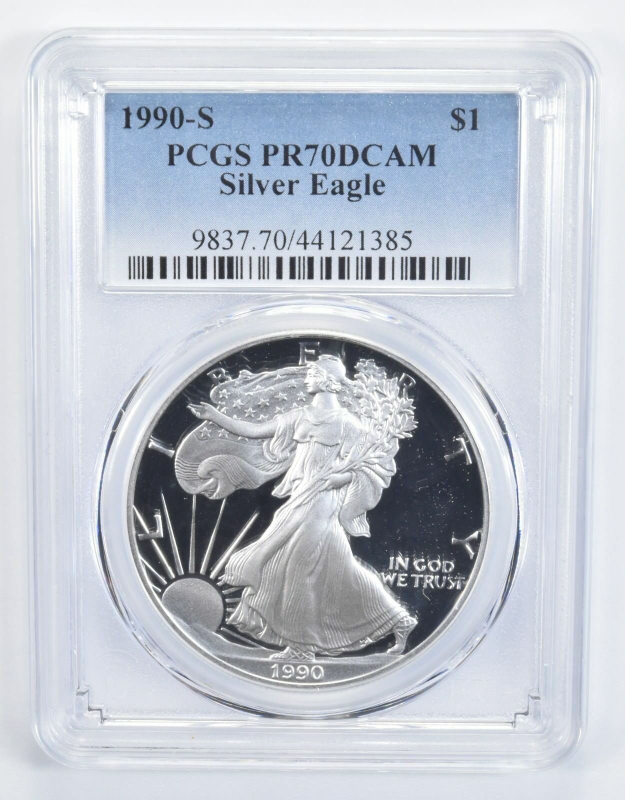 1990-S American Silver Eagle PR70 DCAM PCGS Blue Label