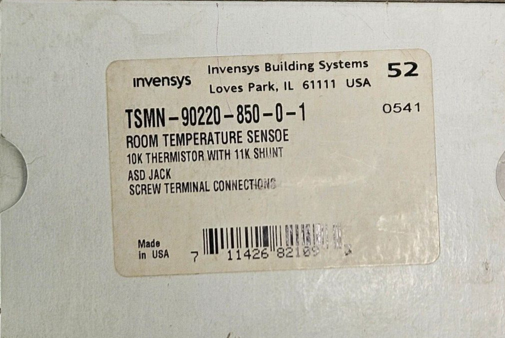 Invensys TAC Room Temperature Sensor TSMN-90220-850-0-1 10K Thermistor 11K Shunt