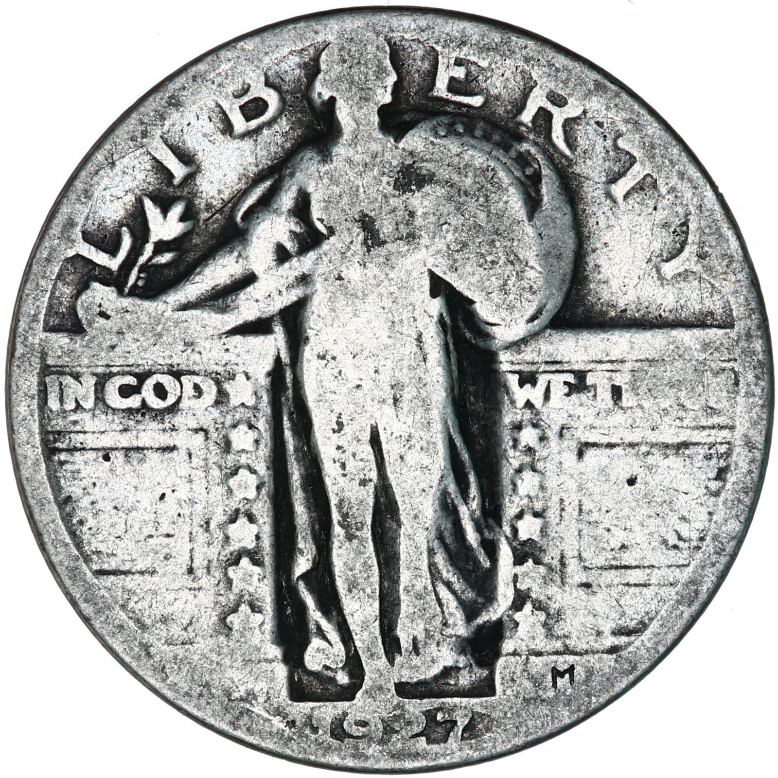 1927 (P) Standing Liberty Quarter 90% Silver About Good AG