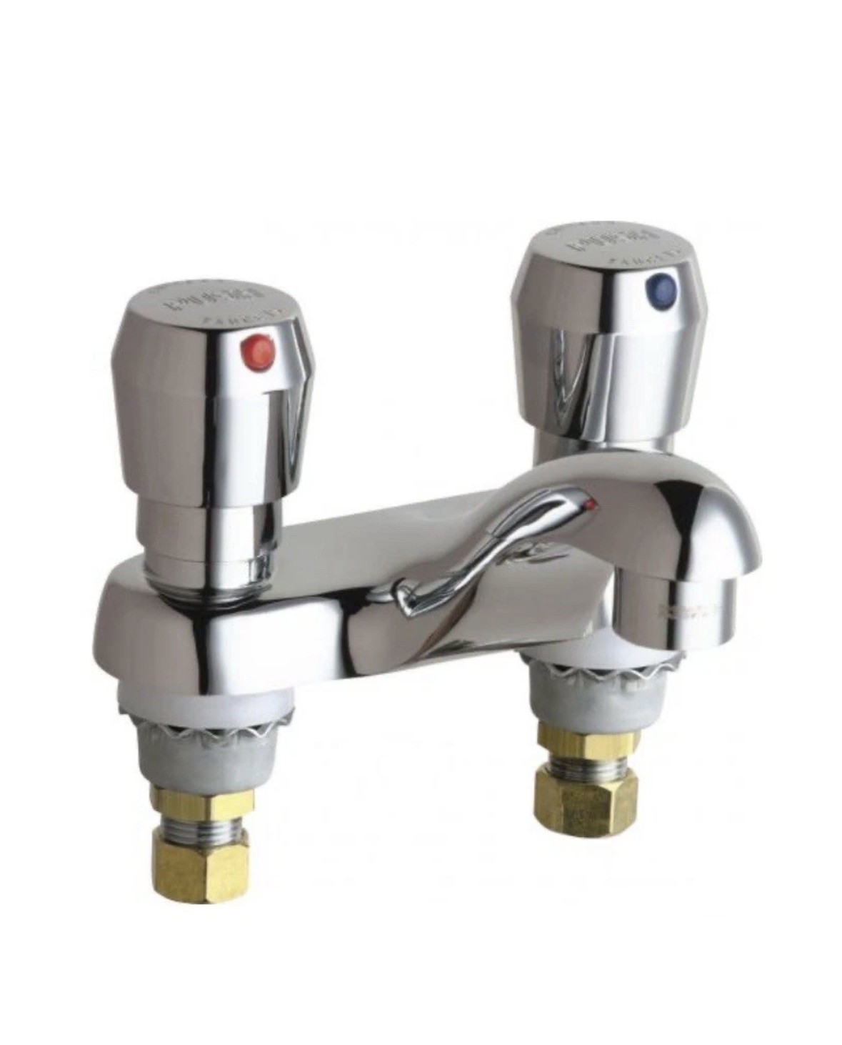 Chicago Faucets Low Arc Bathroom Faucet 802-V665ABCP, 802, Centerset, Brass