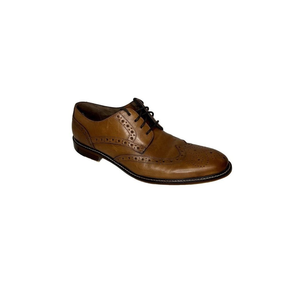 Joseph Abboud Mens Tan Italian Leather Wingtip Oxford Dress Shoes 9.5 40G4R00003