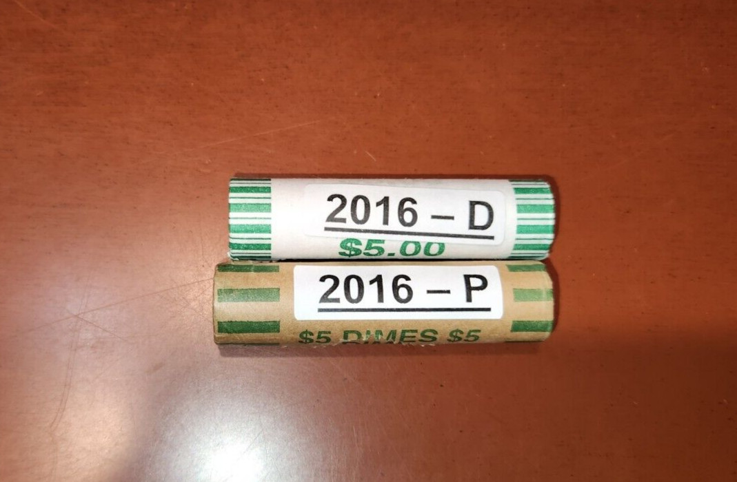 2016 P & D Roosevelt Dime OBW Paper Roll from Bank Box with Free Shipping