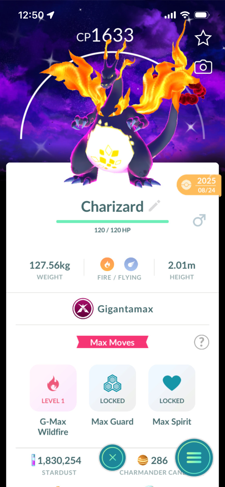 Shiny Gigantamax Charizard Dark Sky Background Pokemon go | Mini PTC