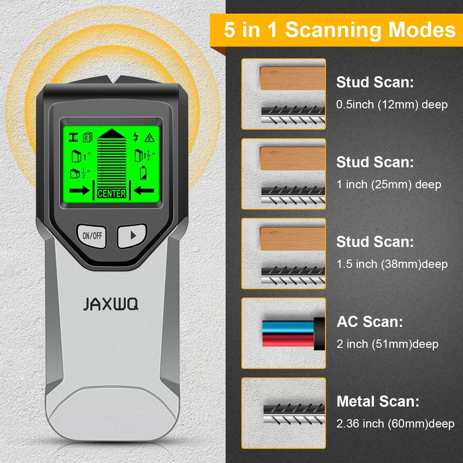 Stud Finder Wall Scanner - 5 in 1 Stud Finder Tool w/Smart Chip and HD LCD Displ
