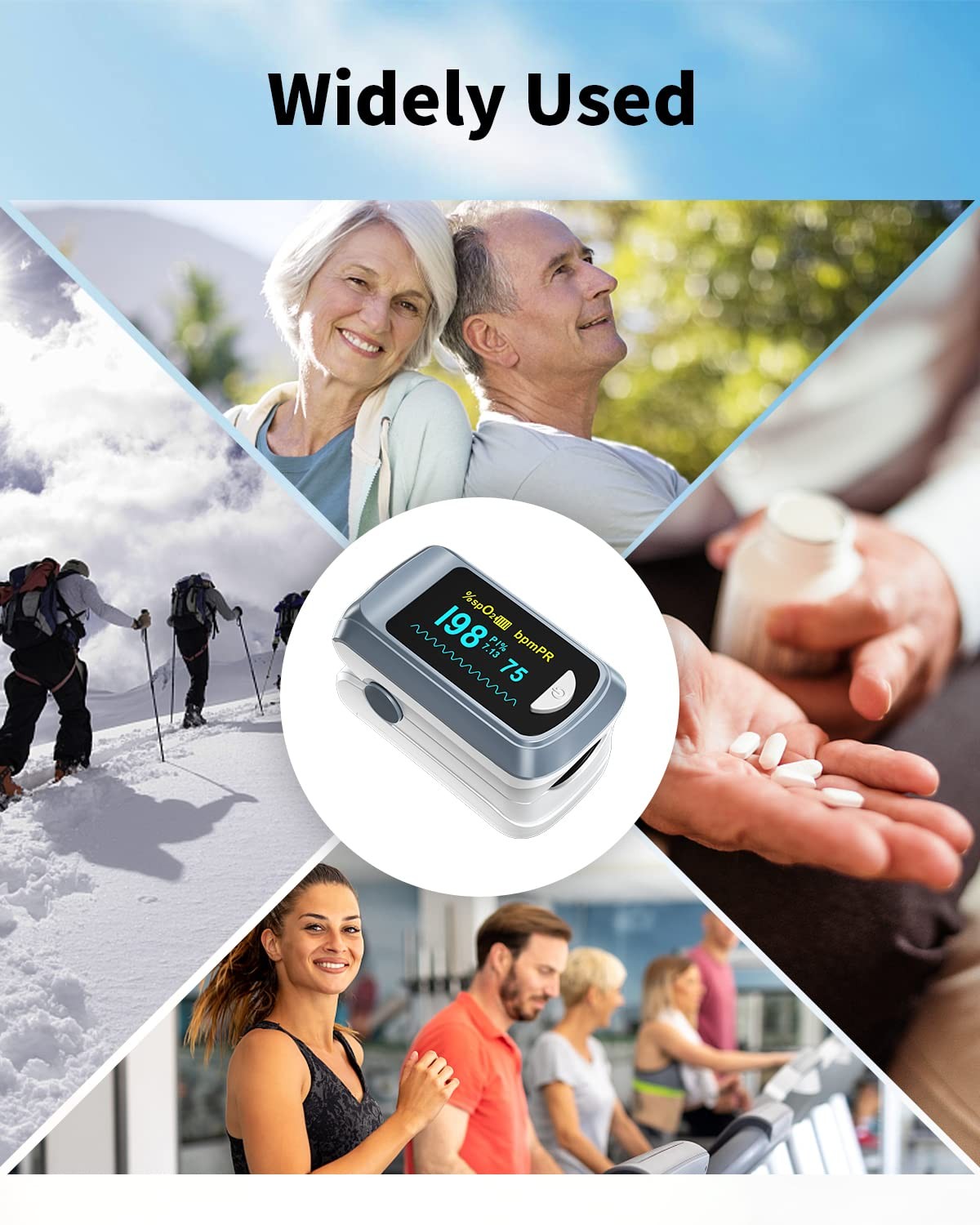 Fingertip Pulse Oximeter Blood Oxygen Saturation Monitor Pulse Ox, Heart Rate...
