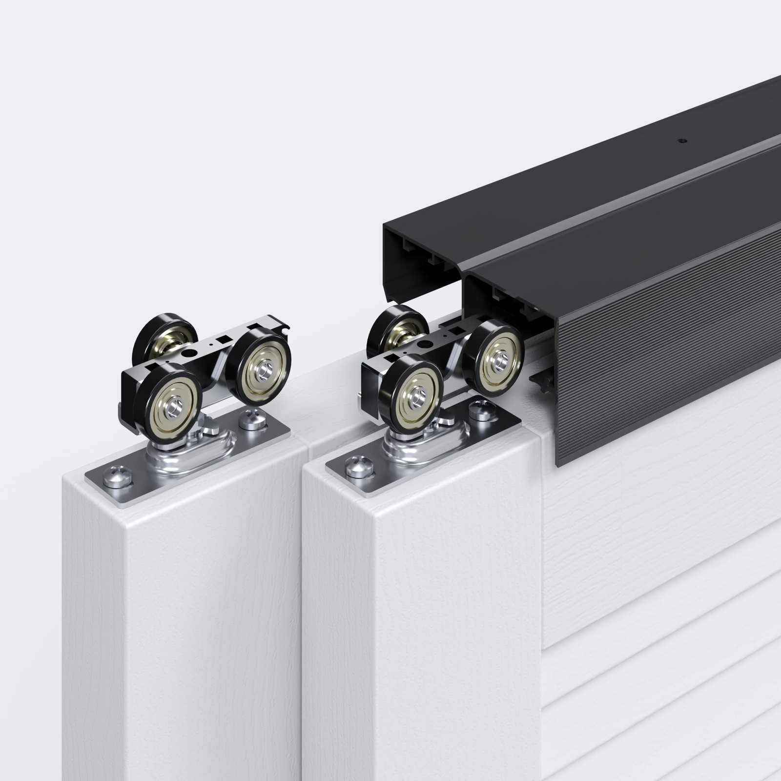 EaseLife 4 FT 48in Bypass Double Sliding Pocket Door Hardware Kit Black