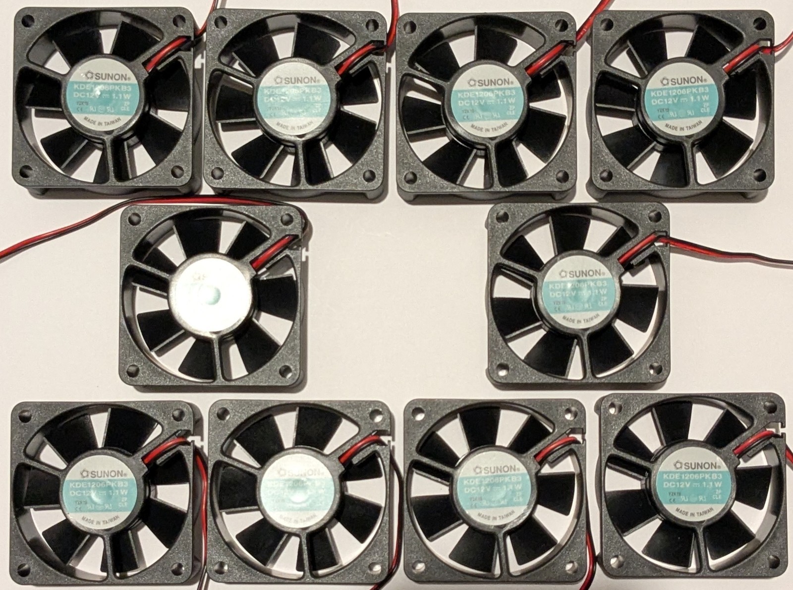 10X Sunon 60 mm Quiet Cooling KDE Fan - 12 V - 15 CFM - 26 dB - KDE1206PKB3