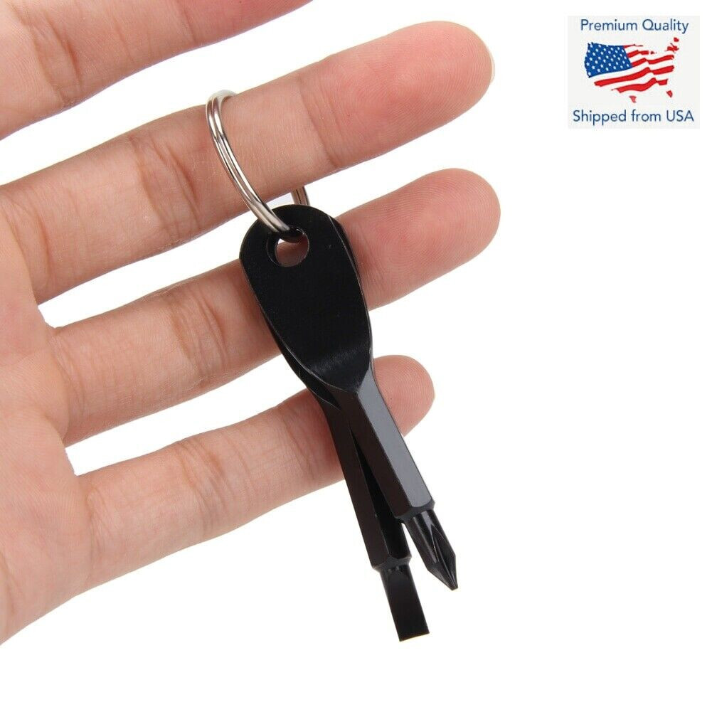 5pcs Key Ring Screwdriver EDC Tool Set Outdoor Pocket Mini Tool Keychain Black