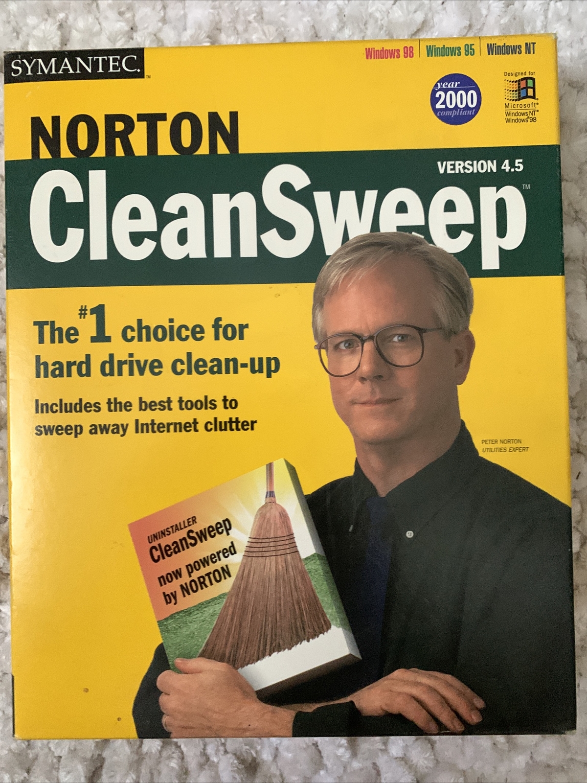 RARE VINTAGE NORTON CLEANSWEEP Version 4.5 - Windows 95/98/NT (BOX+MANUAL ONLY)