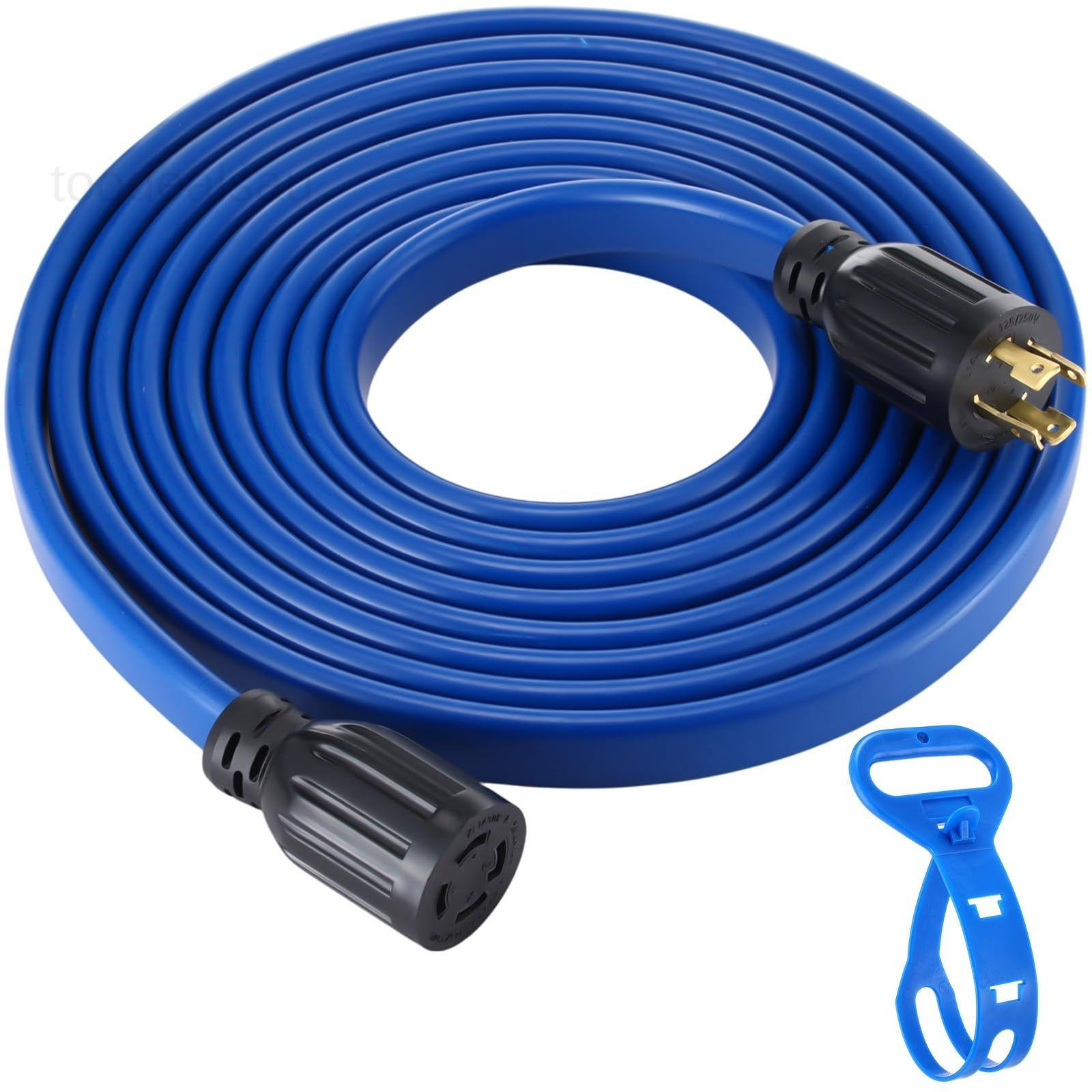 20 ft 4 Prong 30 Amp Flat Generator Extension 20 ft, blue and black