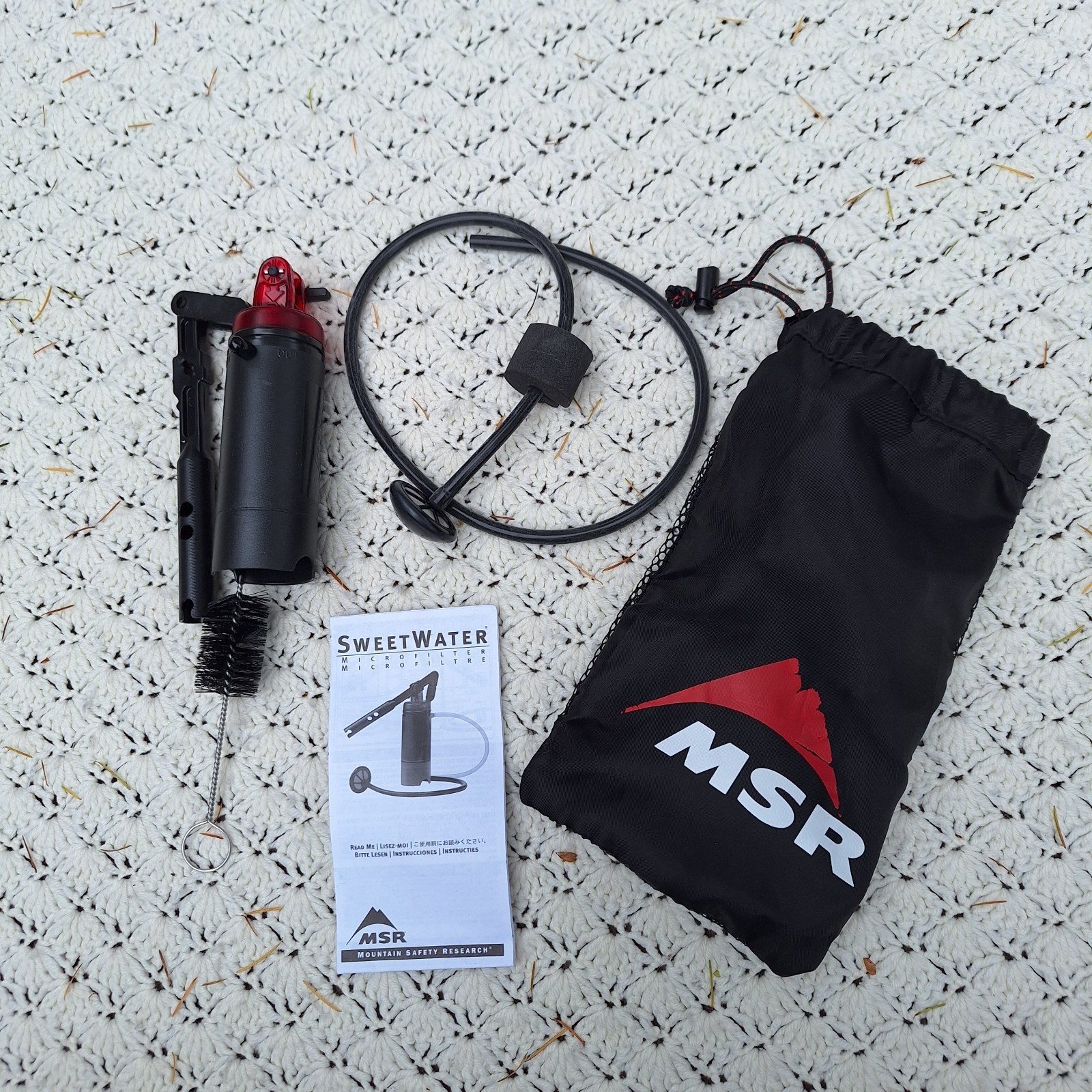 MSR SweetWater Microfilter Backpacking Hiking Water Filter Portable Pump w/ Bag