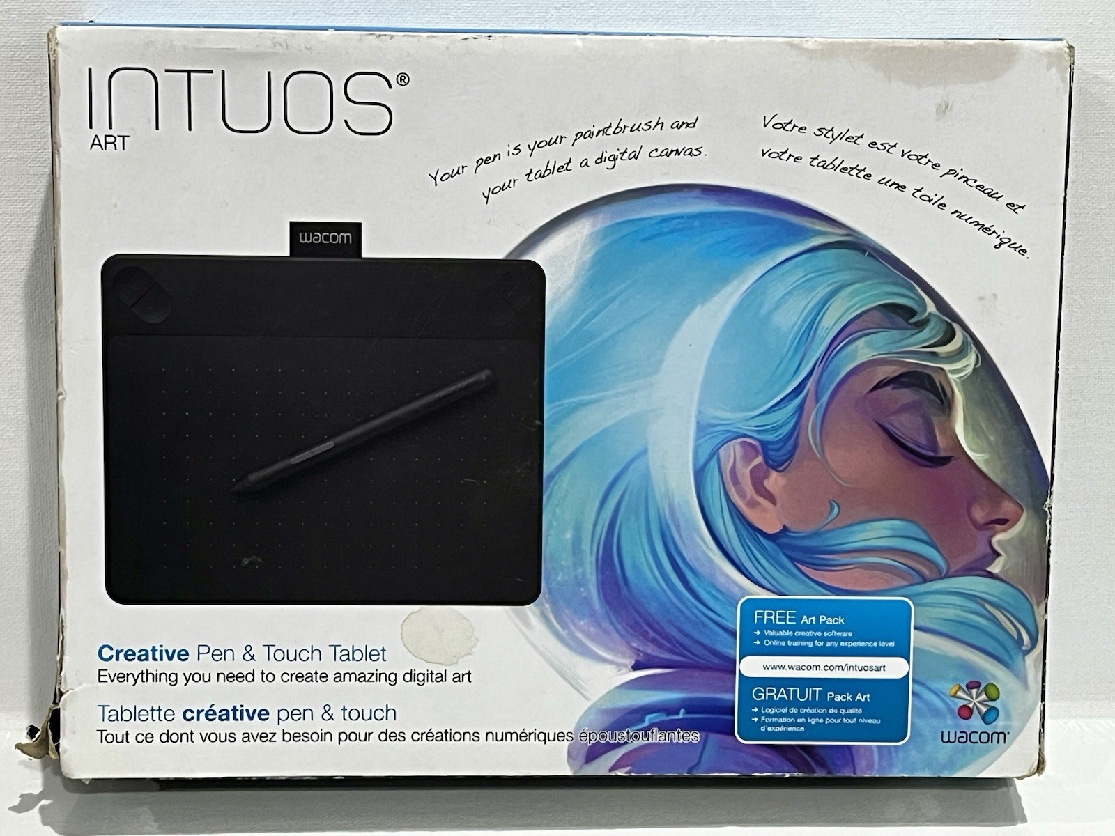 Wacom Black Small Intuos Art Pen and Touch Tablet **Pen Missing**