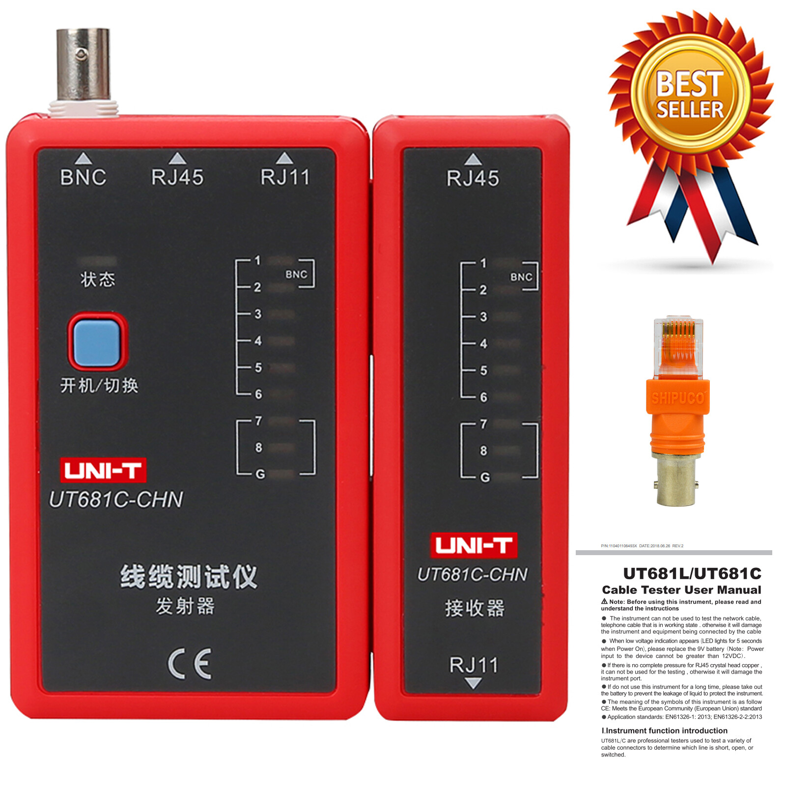 UNI-T UT681C UT681C-CHN Cable Tester Series Handheld Cable for RJ45/RJ11/BNC