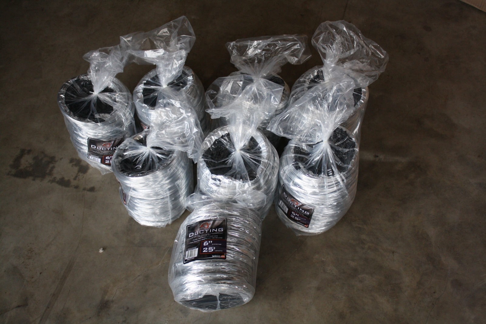 Lot of 8 - 25' x 6" Sunleaves DuraBreeze Aluminum Exhaust Flexible Ducting