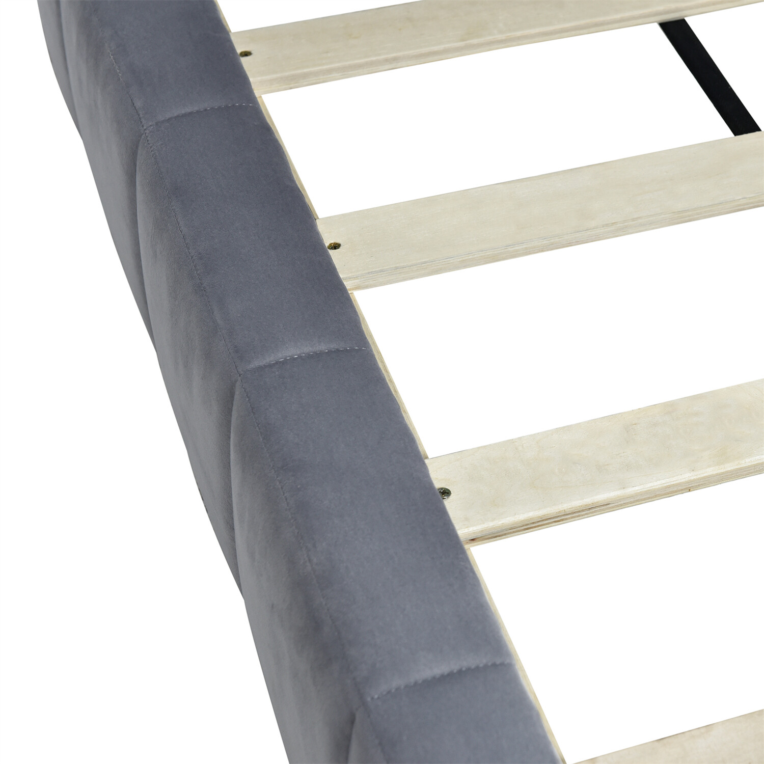 Full Size Daybed Velvet Upholstered Bed Frame Sofa Bed Wood Slat Support Gray US