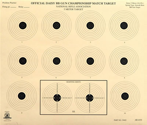 (25) AR-4/10 [AR4/10] NRA Official 5 Meter BB Gun Target, Tagboard [14" x 12"]