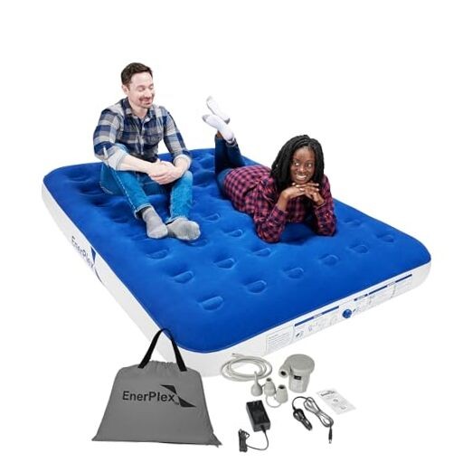 Camping Air Mattress with Built in Pump - Queen Blow Up 9" Queen Size Blue