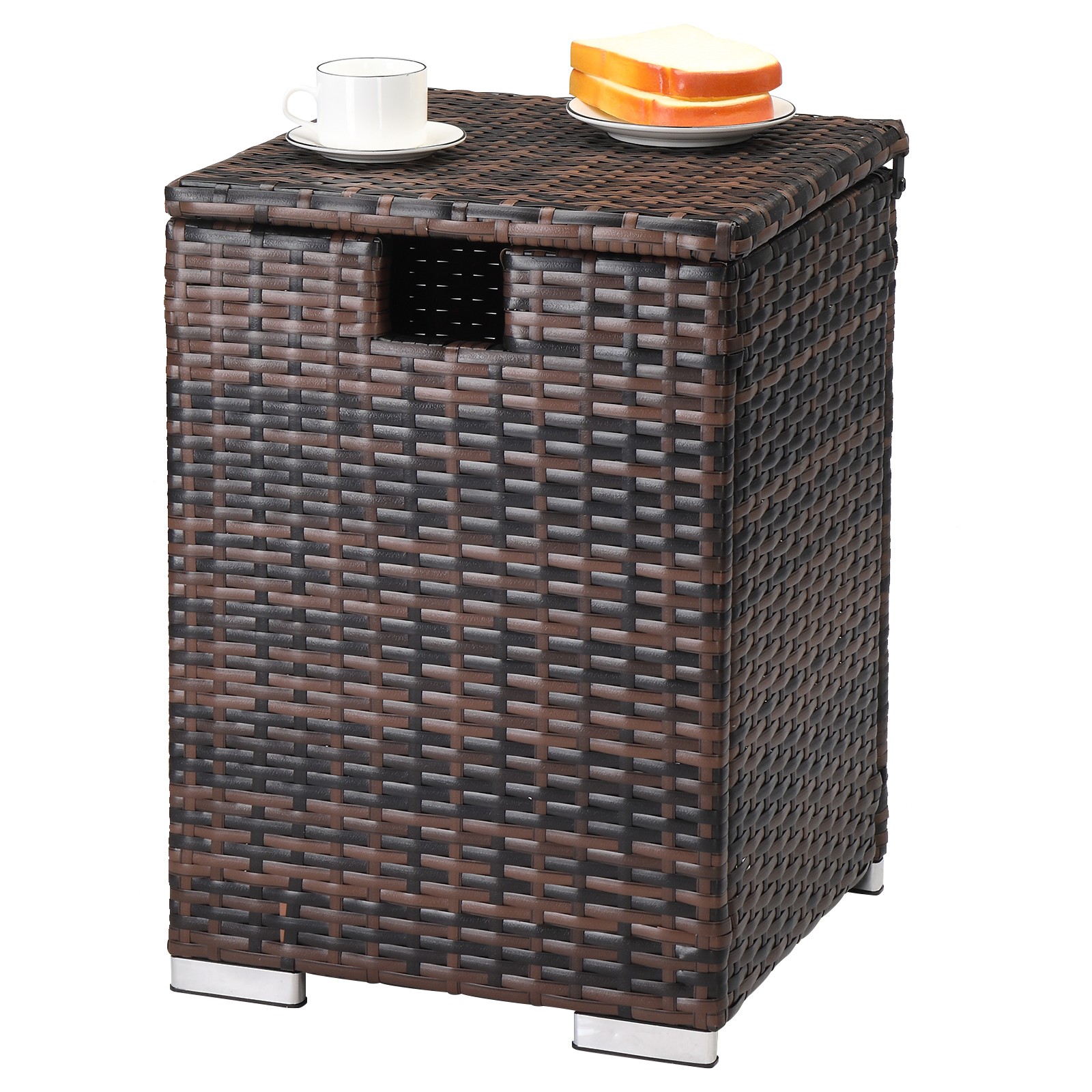 40*40*57cm Iron Frame Gas Bottle Storage Rattan Side Table Brown Gradient --