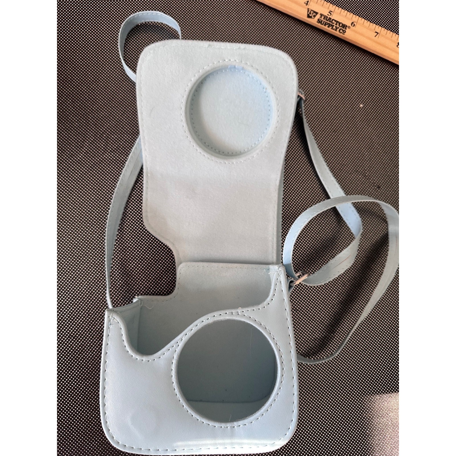 Fujifilm Instax Mini Camera Case Light Blue Synthetic Leather Crossbody Strap