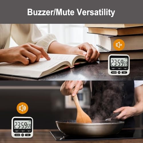 Multifunctional Kitchen Timer with Silent/Alert Mode, 24-Hour Clock, Memory 1