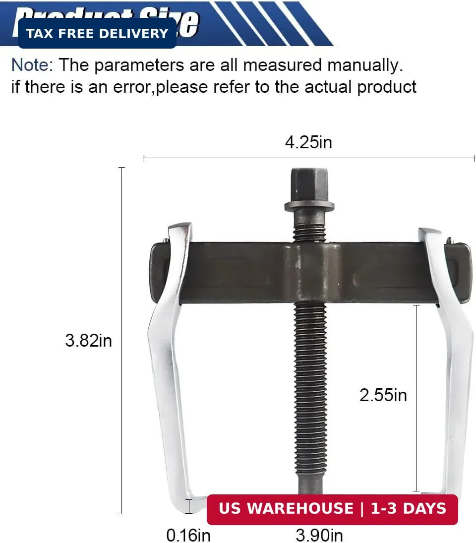 2-Jaw Gear Puller 4 Inch, Adjustable Two Jaws Bearing Puller for Pulley Flywheel