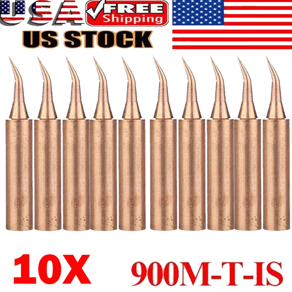 10PCS 900M-T-IS Pure Copper Soldering Iron Tips Set Lead-Welding Solder Tip Tool