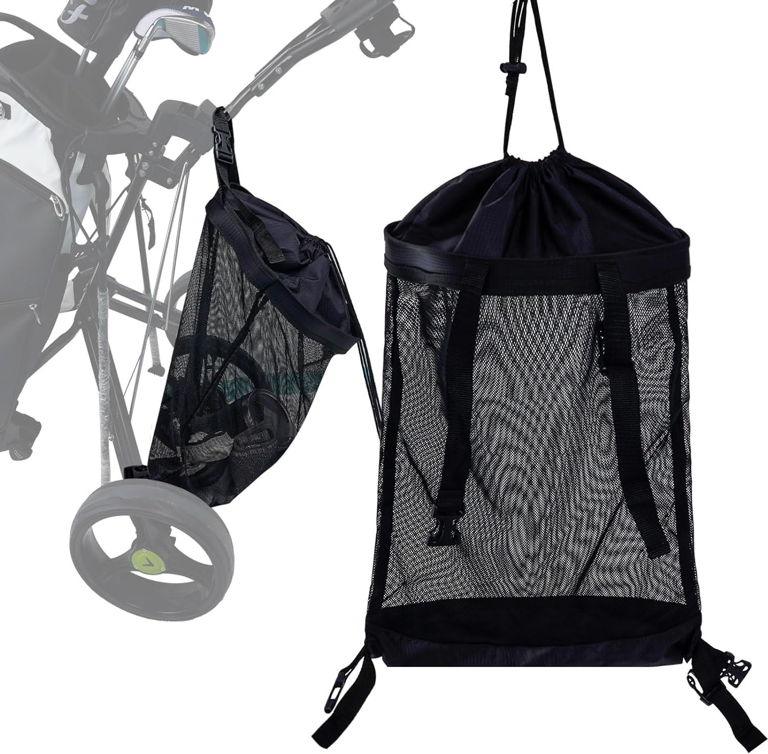 Golf Push Cart Storage Bag,Golf Cart Organizer, Push-Pull Golf Carts Backside