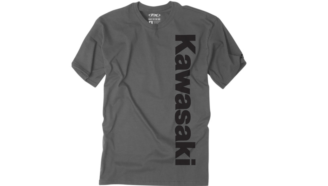 NEW FACTORY EFFEX Kawasaki Vertical T-Shirt - Charcoal - ADULT SIZES-MOTORCYCLE