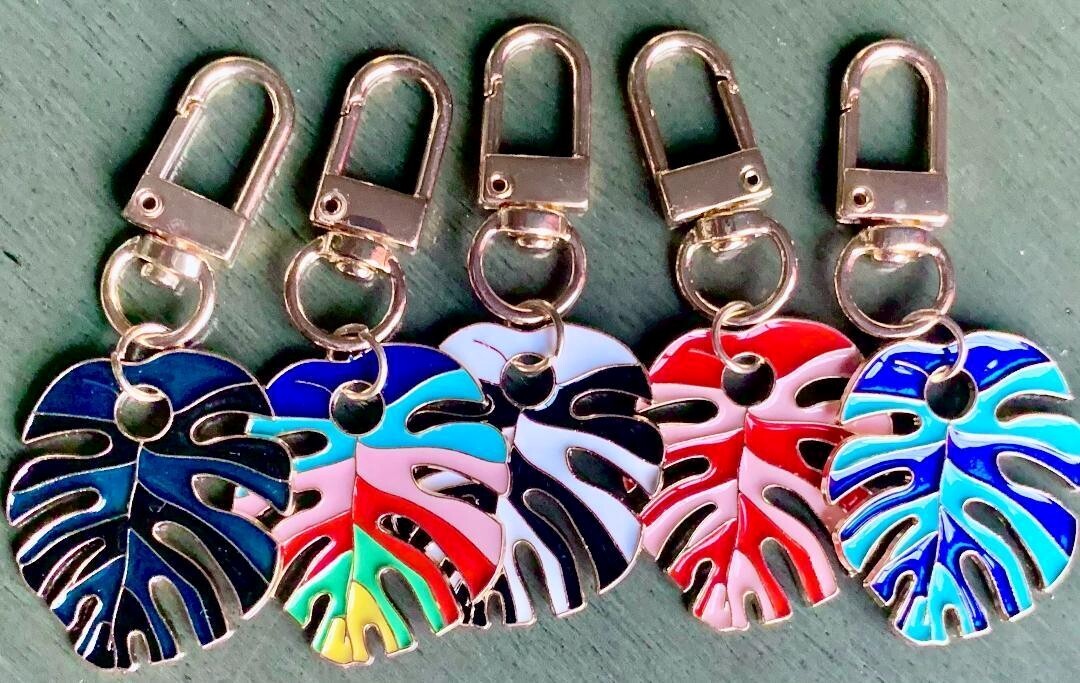 5 Styles Colorful Metal Monstera Tropical Leaves Leaf Handbag Bag Charm Keychain