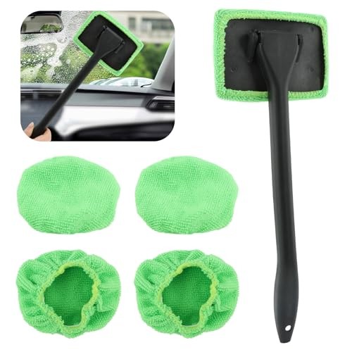 Windshield Cleaner Tool, Car Window Cleaner with Extendable Handle,5 GREEN